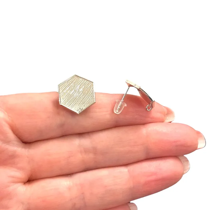 Rhodium Plated Brass Stud Earrings 2 pcs in a pack Peppy Beads Earrings