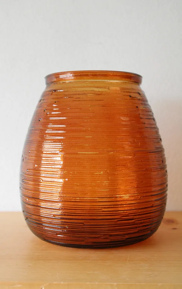 Ribbed Amber Glass Vase Jubilee Thrift Earrings