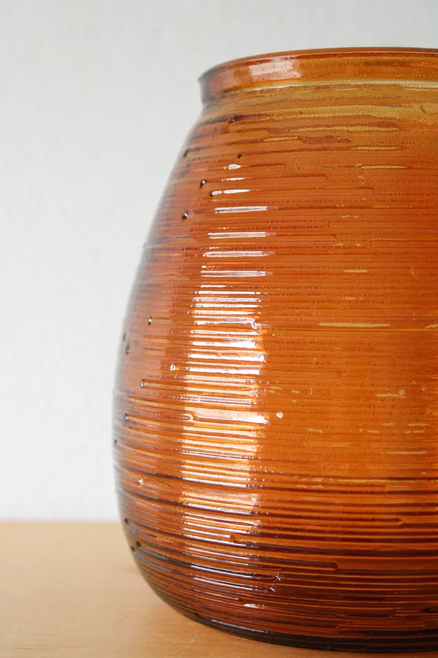 Ribbed Amber Glass Vase Jubilee Thrift Earrings