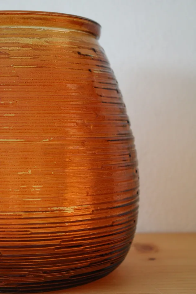 Ribbed Amber Glass Vase Jubilee Thrift Earrings