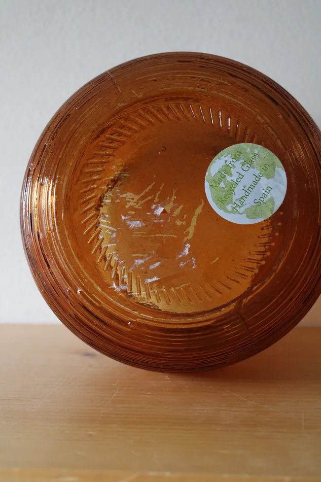 Ribbed Amber Glass Vase Jubilee Thrift Earrings
