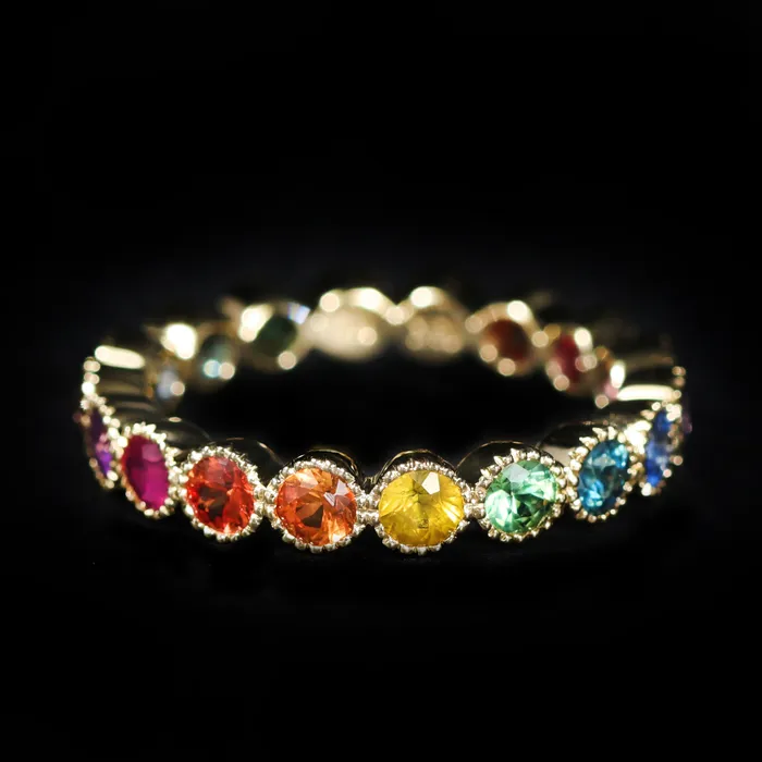 Rings 18k Yellow Gold 212 CTW MultiColor Sapphire Band Kimberly Collins