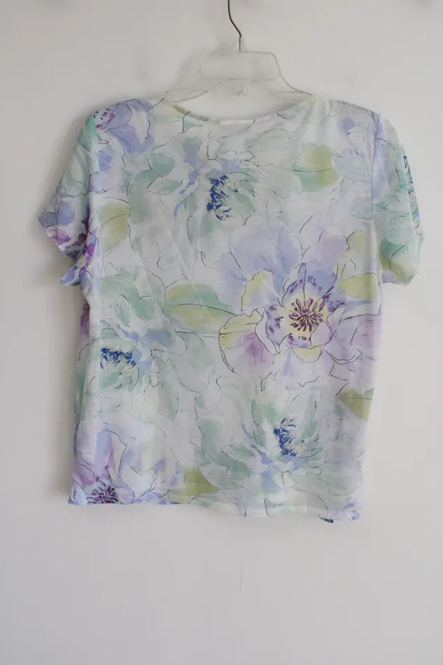 Rings Alfred Dunner Alfred Dunner Pastel Green Floral Top M Petite