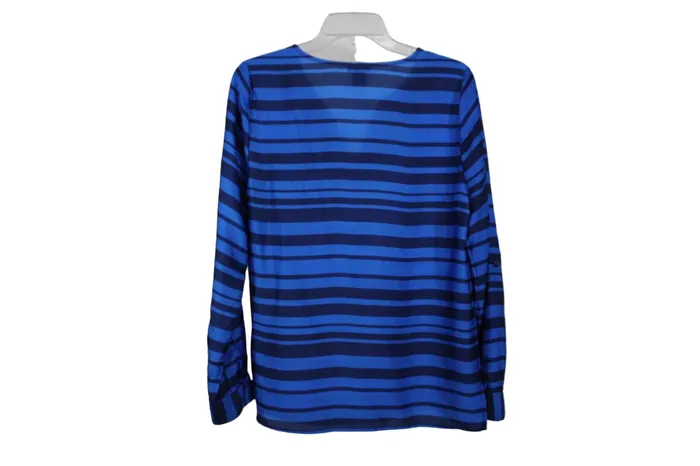 Rings Ann Taylor Blue Striped Blouse XS Ann Taylor LOFT