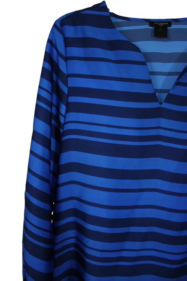Rings Ann Taylor Blue Striped Blouse XS Ann Taylor LOFT