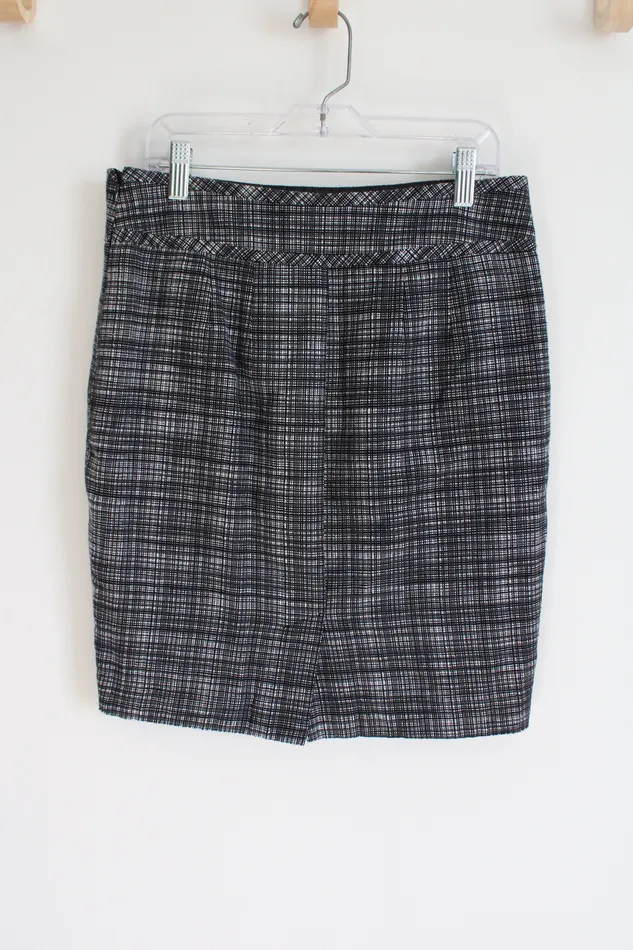 Rings Ann Taylor LOFT LOFT Black White Textured Pencil Skirt 0