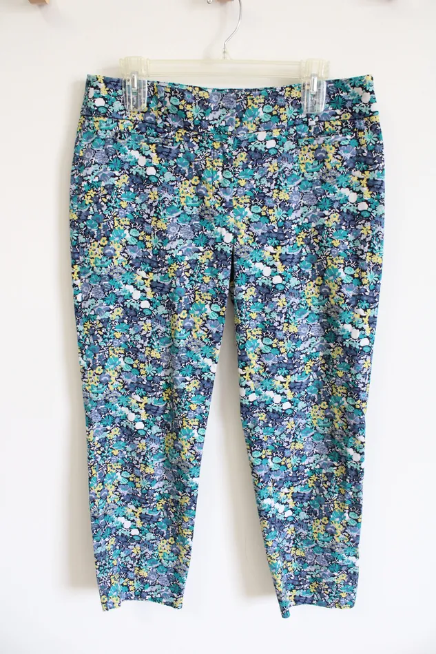 Rings Ann Taylor LOFT LOFT Marisa Blue Yellow Floral Riviera Capri Pants 6