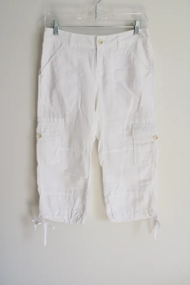 Rings Banana Republic Martin Fit White Linen Blend Capri 0 Banana Republic