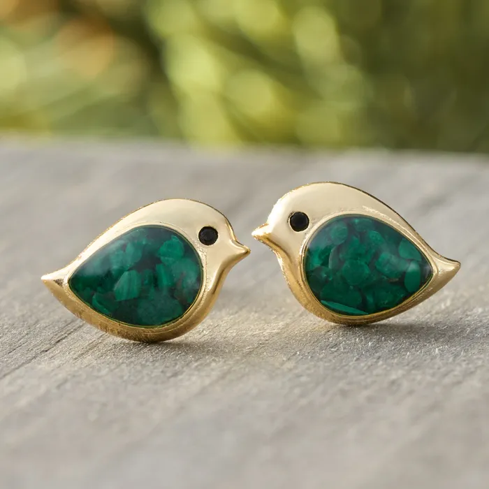 Rings Chadds Ford Jewelry Gold Sterling Silver Malachite Birdie Studs