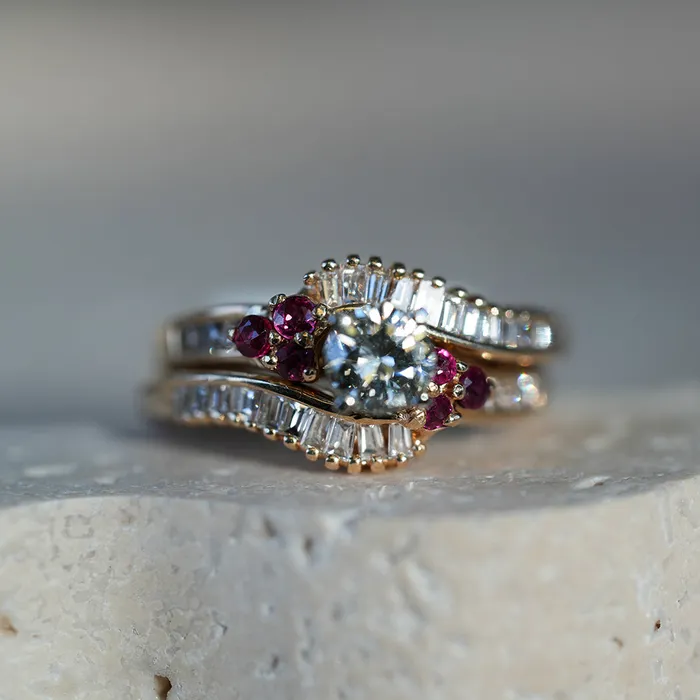 Rings Diamond and Ruby Vintage Ring Set Vintage