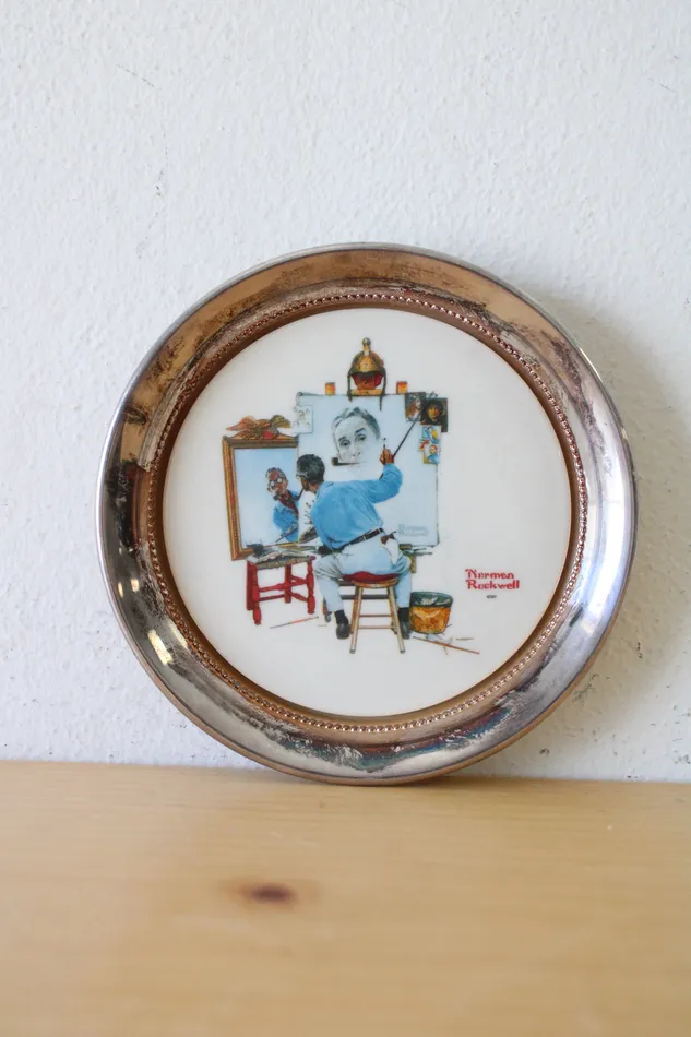 Rings Gorham Gorham Collectors Society Norman Rockwell Self Portrait Porcelain Sterling Silver Metal Ashtray 5 Rings Gorham Gorham Collectors Society Norman Rockwell Self Portrait Porcelain Sterling Silver Metal Ashtray 5