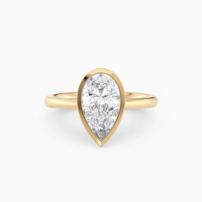 Rings Honey Jewelry Co Winnie Cathedral Pear Bezel Engagement Ring