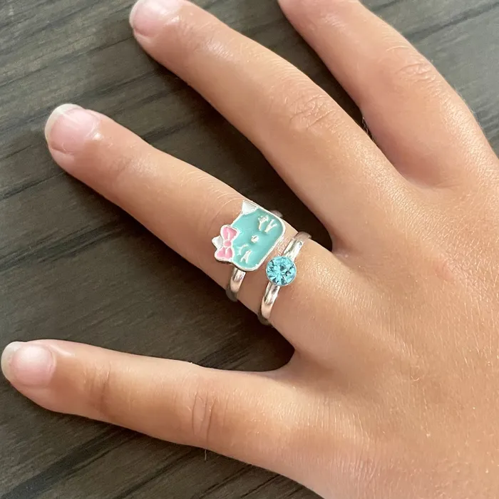 Rings iszi ONLINE Kitty and Blue Rhinestone Rings