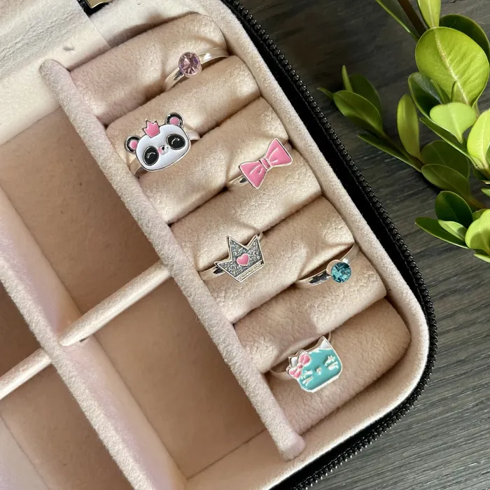 Rings iszi ONLINE Kitty and Blue Rhinestone Rings
