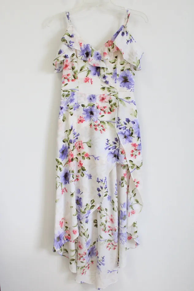 Rings IZ Byer IZ Byer White Purple Floral Dress 3