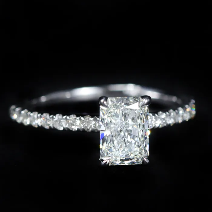 Rings JS Simmons Diamond Consultants 14K White Gold GIA 101 Carat Radiant Cut Diamond Engagement Ring Rings JS Simmons Diamond Consultants 14K White Gold GIA 101 Carat Radiant Cut Diamond Engagement Ring