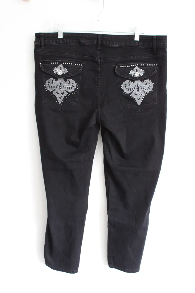 Rings Jack David Jack David Black Denim Jeans 24 Tall