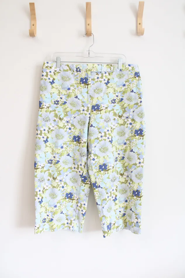 Rings Jaclyn Smith Jaclyn Smith Blue Green Floral Capri Pants 18
