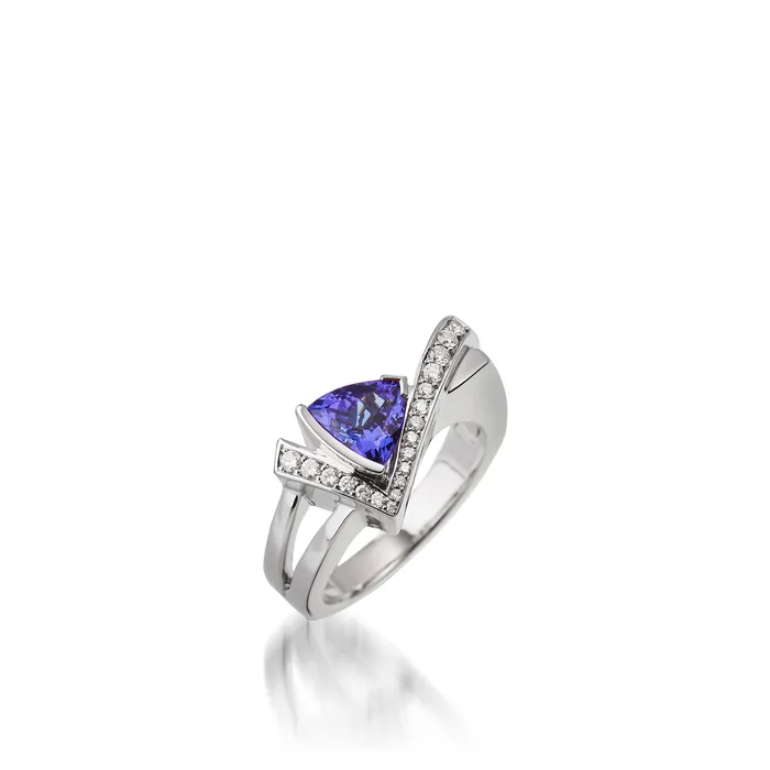 Rings John Atencio Pinnacle Small Gemstone Ring with Pave Diamonds