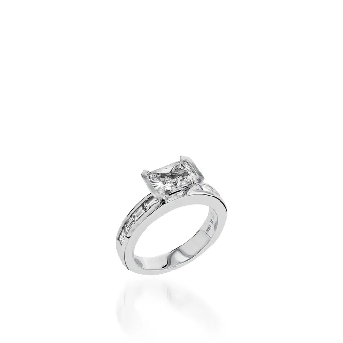 Rings John Atencio Treasure Emerald Cut White Gold Engagement Ring