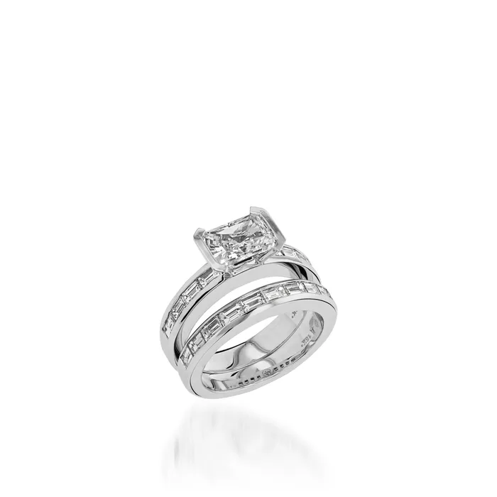 Rings John Atencio Treasure Emerald Cut White Gold Engagement Ring