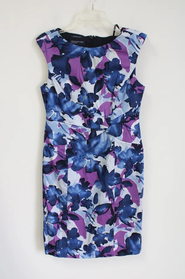 Rings Jones New York Jones New York Stretch Blue Floral Dress 4