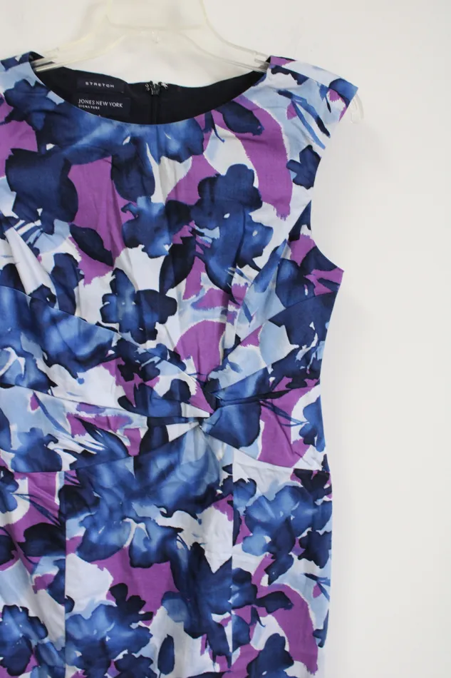 Rings Jones New York Jones New York Stretch Blue Floral Dress 4