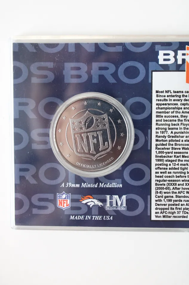 Rings Jubilee Thrift Denver Broncos 29MM Minted Medallion Silver Collectors Coin