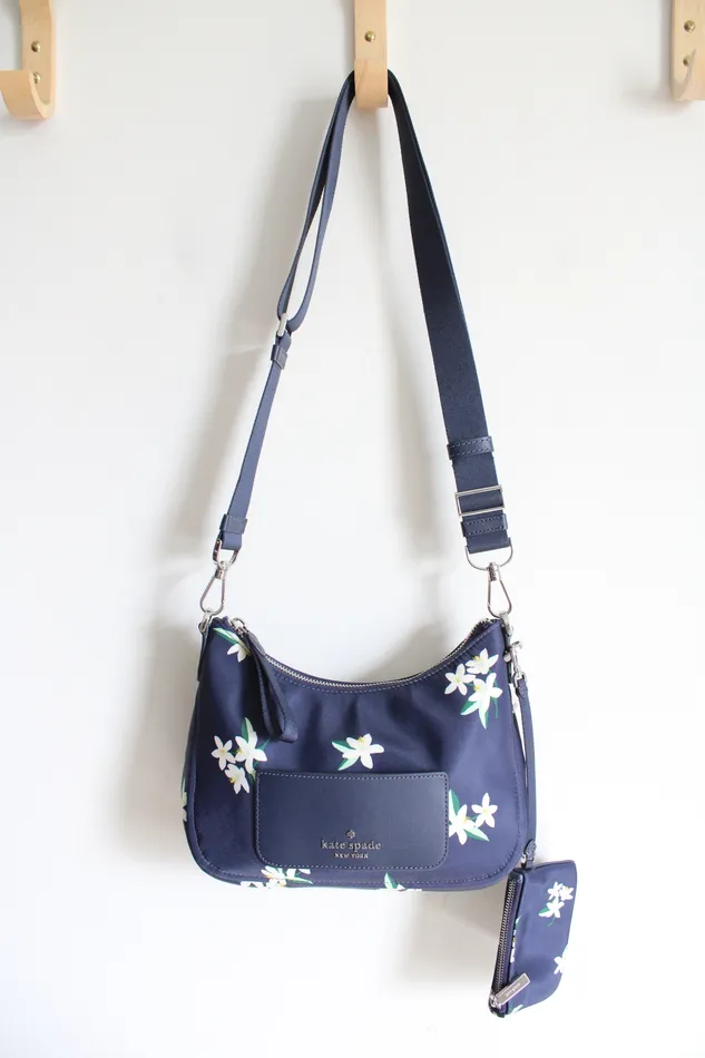 Rings Kate Spade Kate Spade Chelsea Blue Floral Crossbody Purse Mini Wallet
