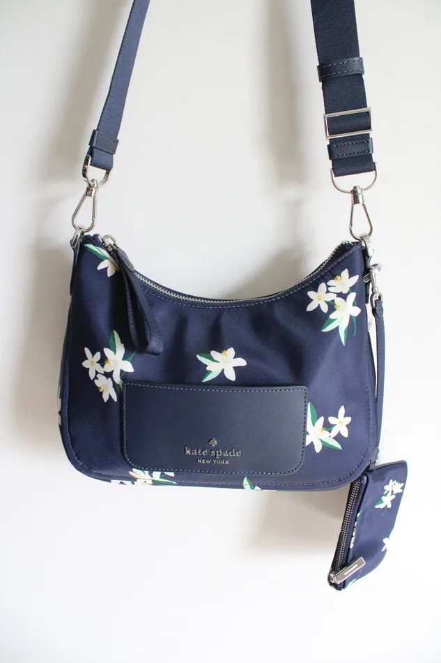 Rings Kate Spade Kate Spade Chelsea Blue Floral Crossbody Purse Mini Wallet