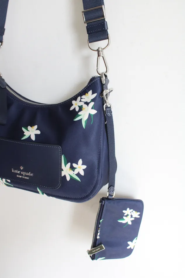 Rings Kate Spade Kate Spade Chelsea Blue Floral Crossbody Purse Mini Wallet