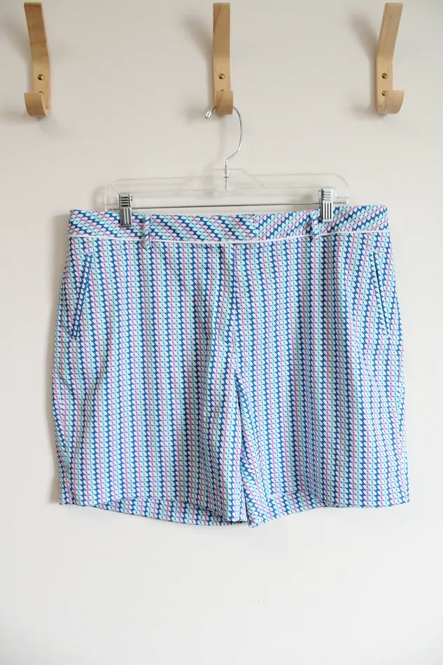 Rings Lady Hagen Lady Hagen Purple Blue White Patterned Shorts 14