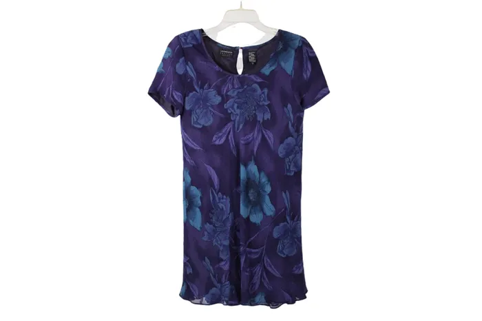 Rings Liz Claiborne Liz Claiborne Blue Floral Vintage Dress 12 Petite