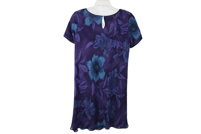 Rings Liz Claiborne Liz Claiborne Blue Floral Vintage Dress 12 Petite