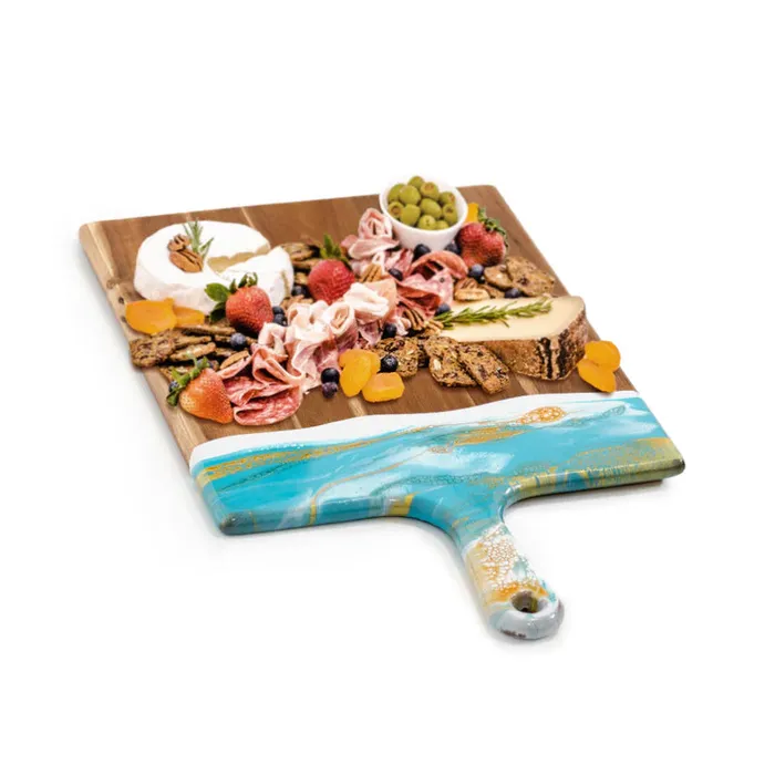 Rings LYNNLIANA Lynn Liana Xtra Large Acacia Cheese Board TealWhiteGold
