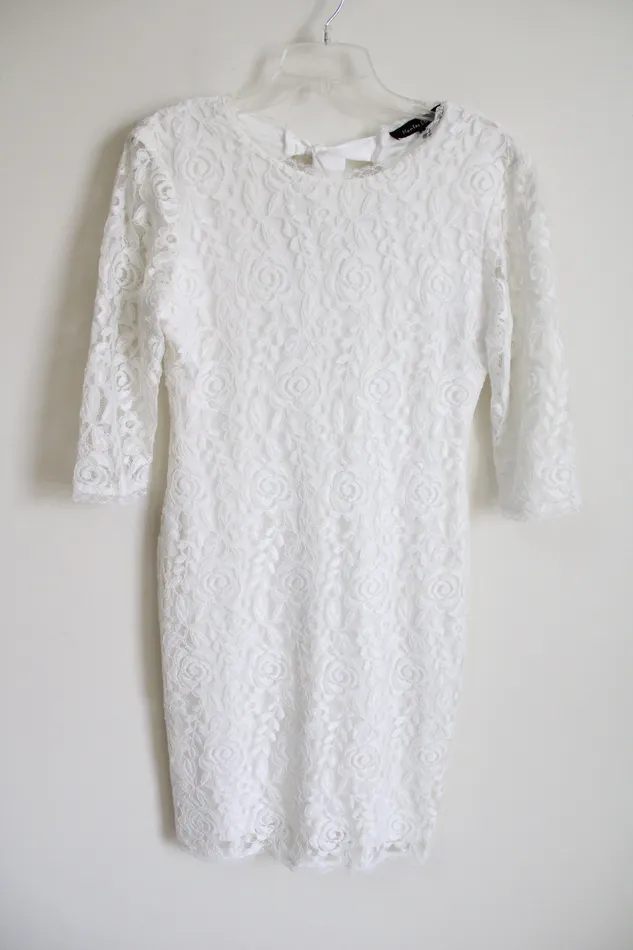 Rings Mantos Eternity Mantos Eternity White Lace Fitted Dress 10