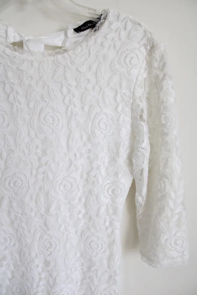 Rings Mantos Eternity Mantos Eternity White Lace Fitted Dress 10