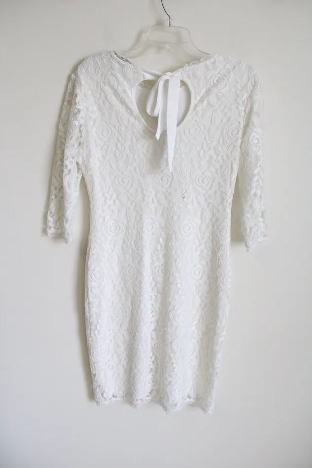 Rings Mantos Eternity Mantos Eternity White Lace Fitted Dress 10