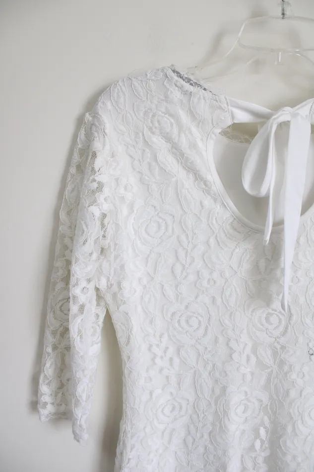 Rings Mantos Eternity Mantos Eternity White Lace Fitted Dress 10