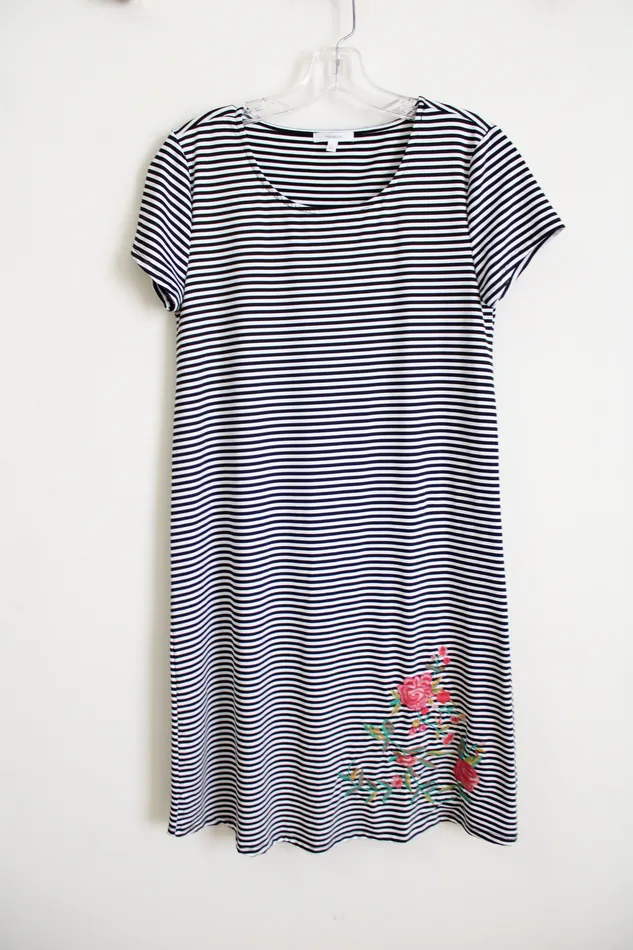 Rings Maurices Black Striped Embroidered Bottom dress XS Maurices