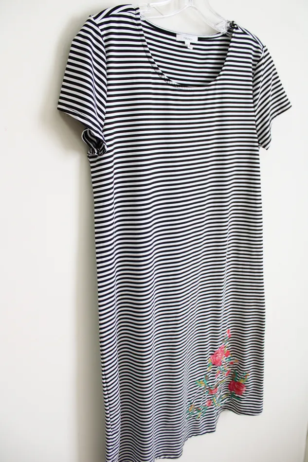 Rings Maurices Black Striped Embroidered Bottom dress XS Maurices