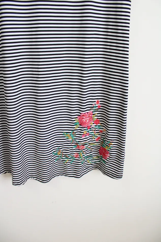 Rings Maurices Black Striped Embroidered Bottom dress XS Maurices