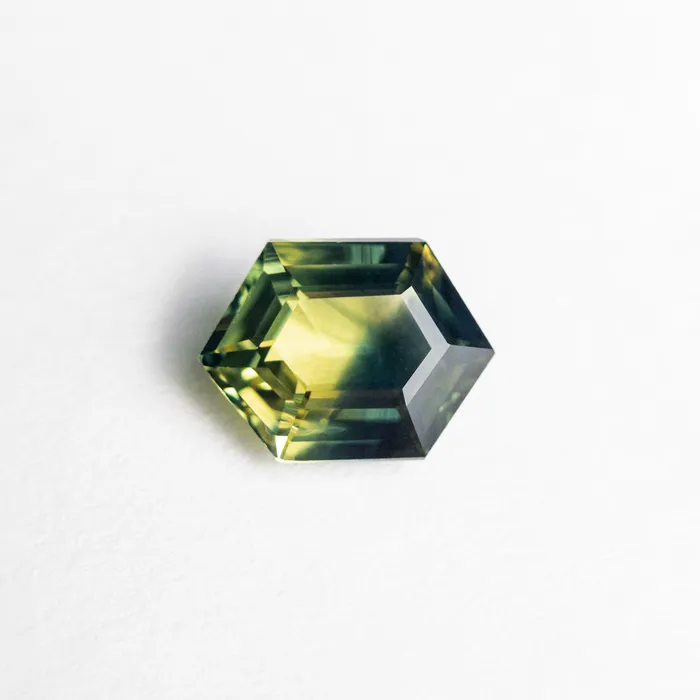 Rings Misfit Gems Parti TealYellow Step Cut Sapphire 105ct Hexagon