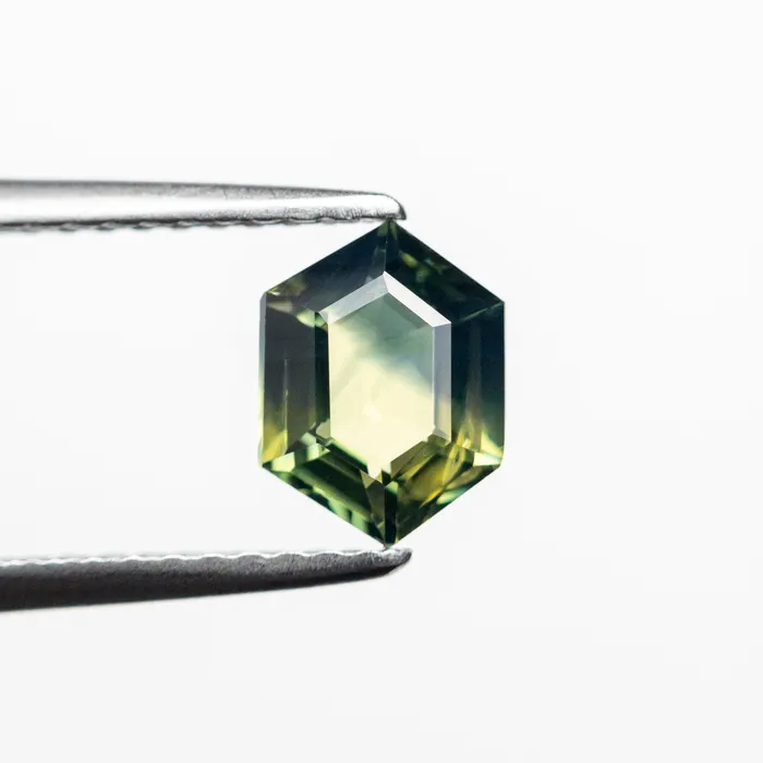Rings Misfit Gems Parti TealYellow Step Cut Sapphire 105ct Hexagon