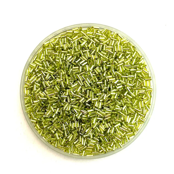 Rings Miyuki Bugles size 3mm 0014 Silver Lined Transparent Chartreuse 10 grams Crystal bugles 3mm Peppy Beads