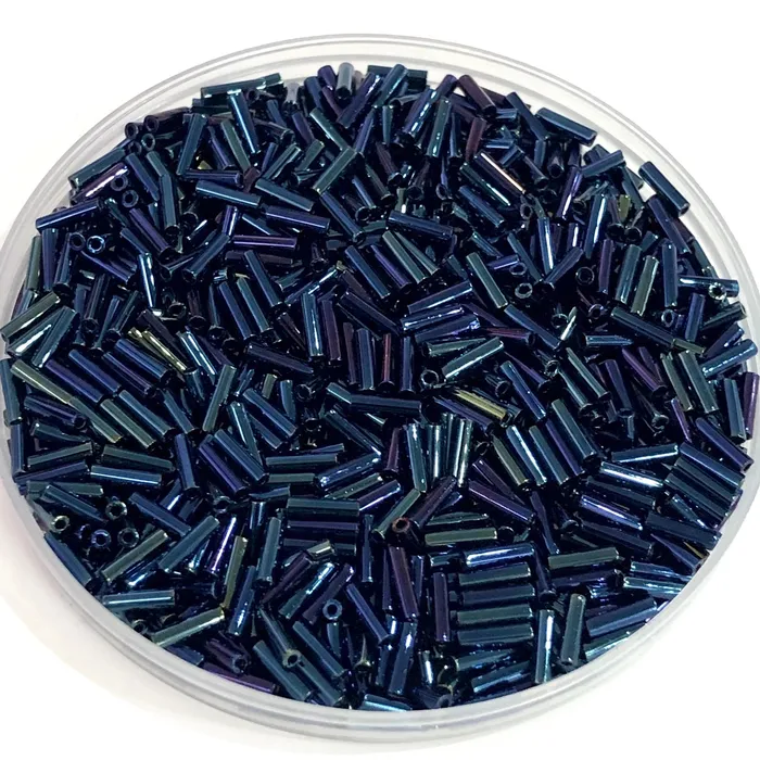 Rings Miyuki Bugles size 6mm 0452 Metallic Dark Blue Iris Peppy Beads