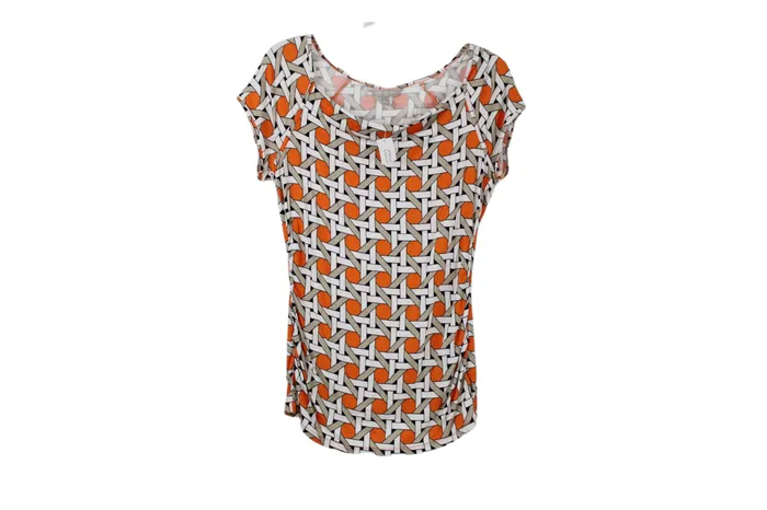 Rings NEW Banana Republic Orange White Patterned Top S Banana Republic
