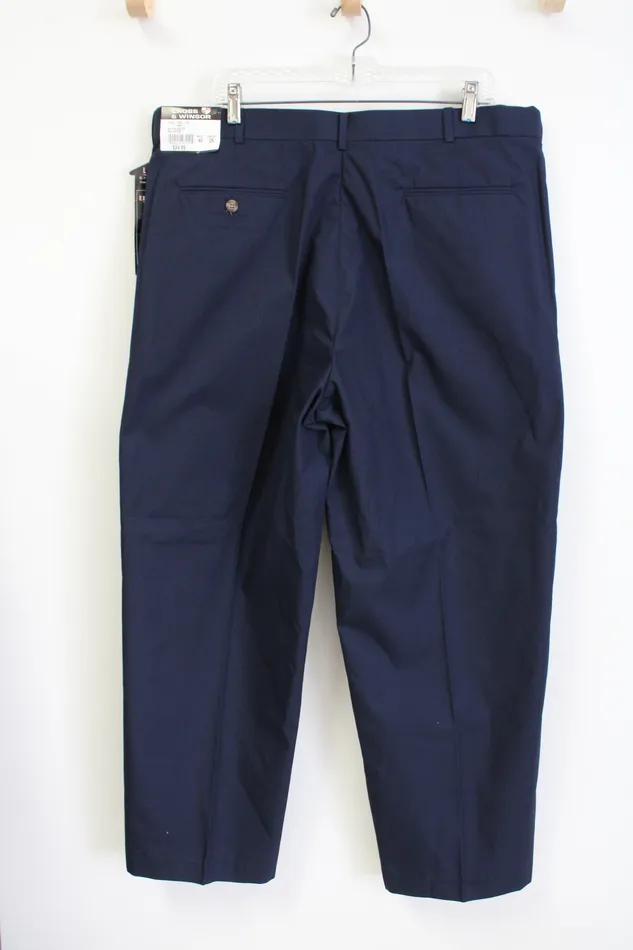 Rings NEW Cross Windsor Navy Blue Stretch Comfort Waistband Pants 40X29 Cross Windsor