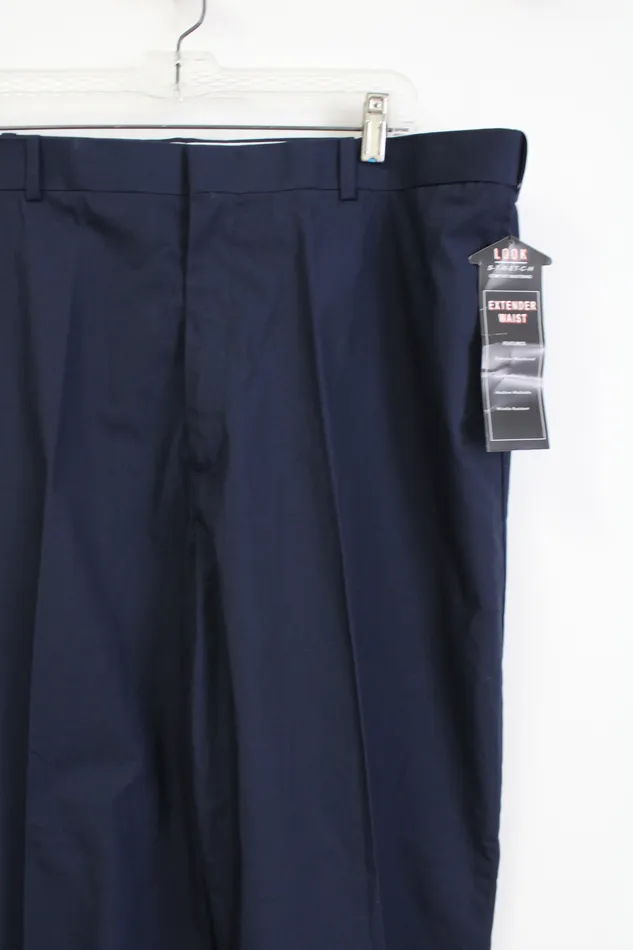 Rings NEW Cross Windsor Navy Blue Stretch Comfort Waistband Pants 40X29 Cross Windsor