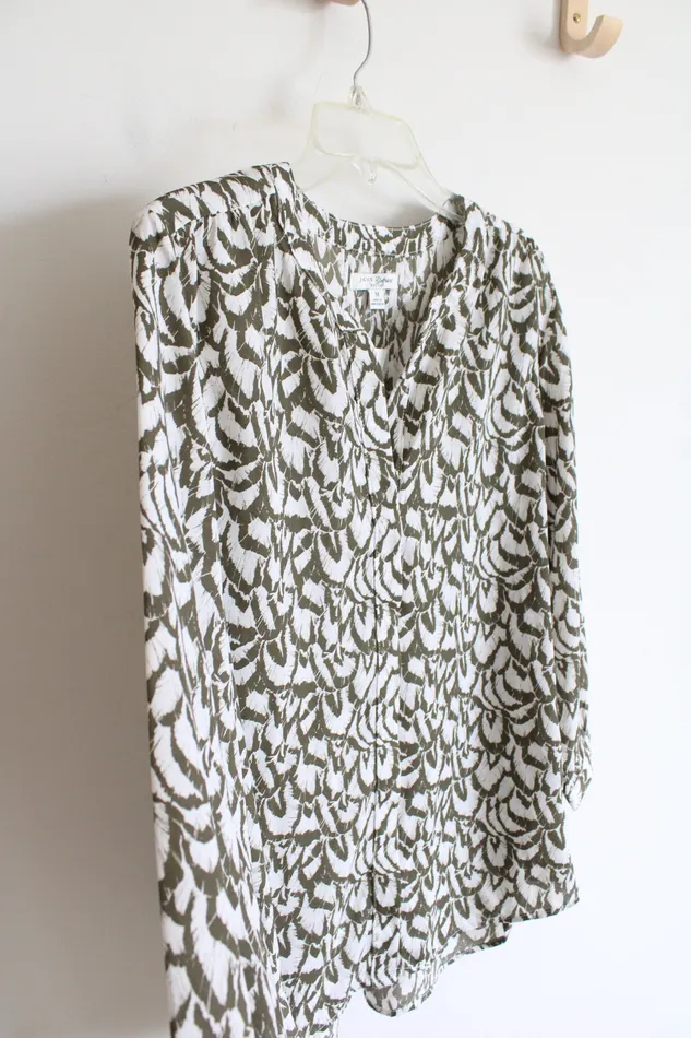 Rings NEW Jachs Girlfriend Green White Button Down Top M Jachs
